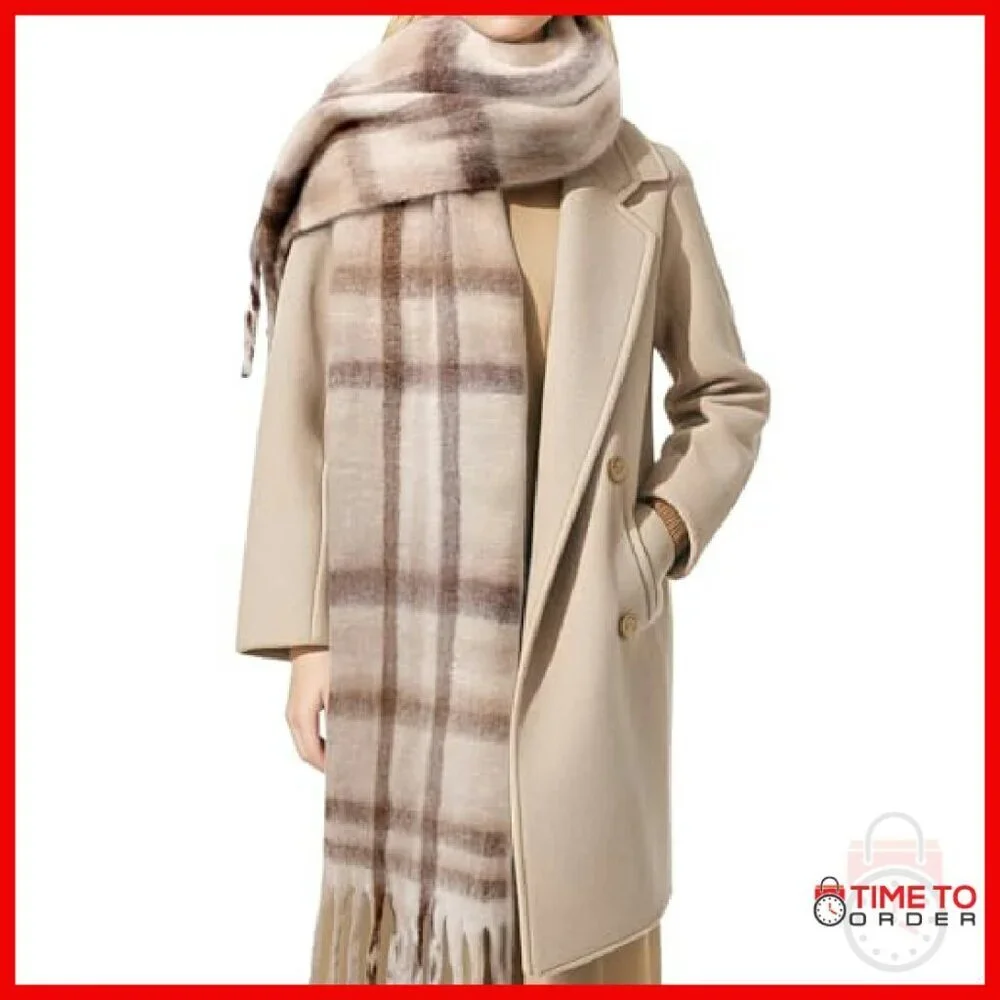 Oversized Chunky Mohair Scarf Shawl Wrap 90x16 Inches Cashmere Feel